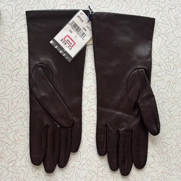 Lord & Taylor Dark Brown Leather Gloves - Picture 3 of 4
